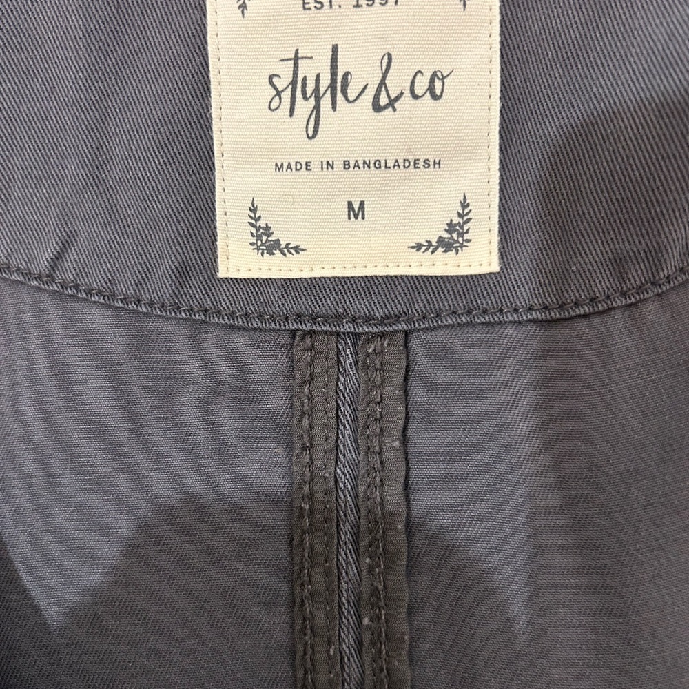 Style & Co. Slate Gray Light Weight Classic Trench Coat Size Medium. - Picture 7 of 8